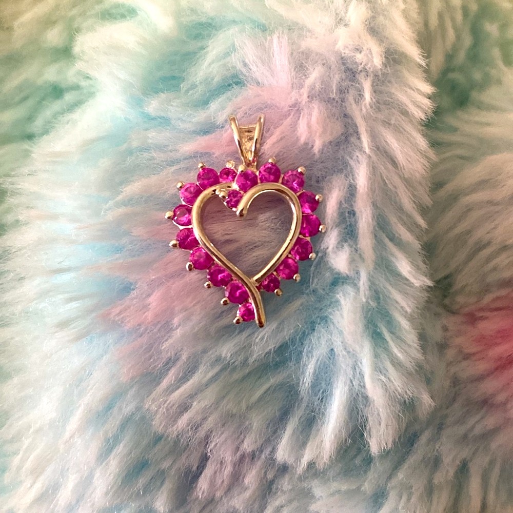 Hot pink sterling silver heart necklace 🩷